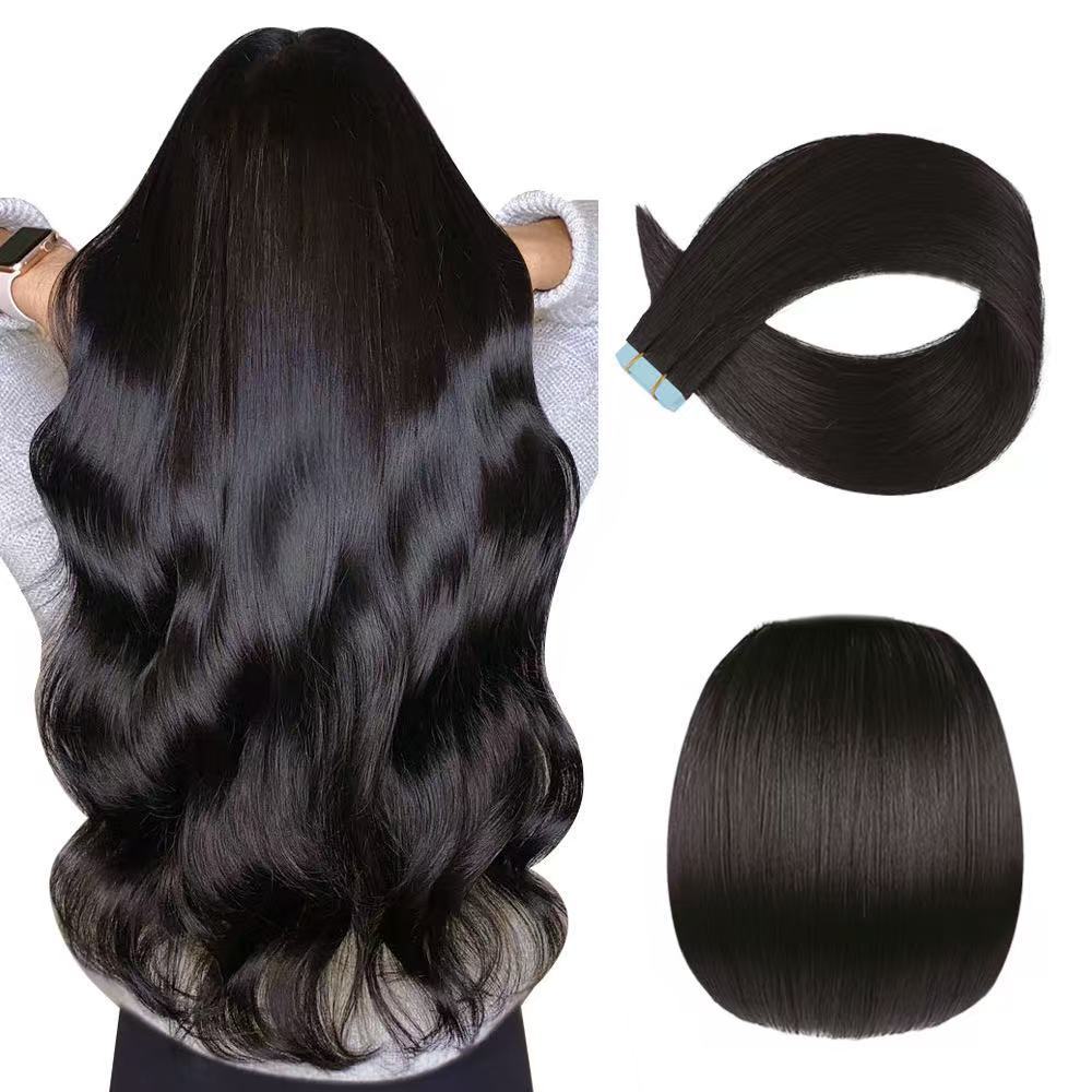Factory real hair wig bonestraight double-sided adhesive hair Tapeinhair adhesive hair long straight hair