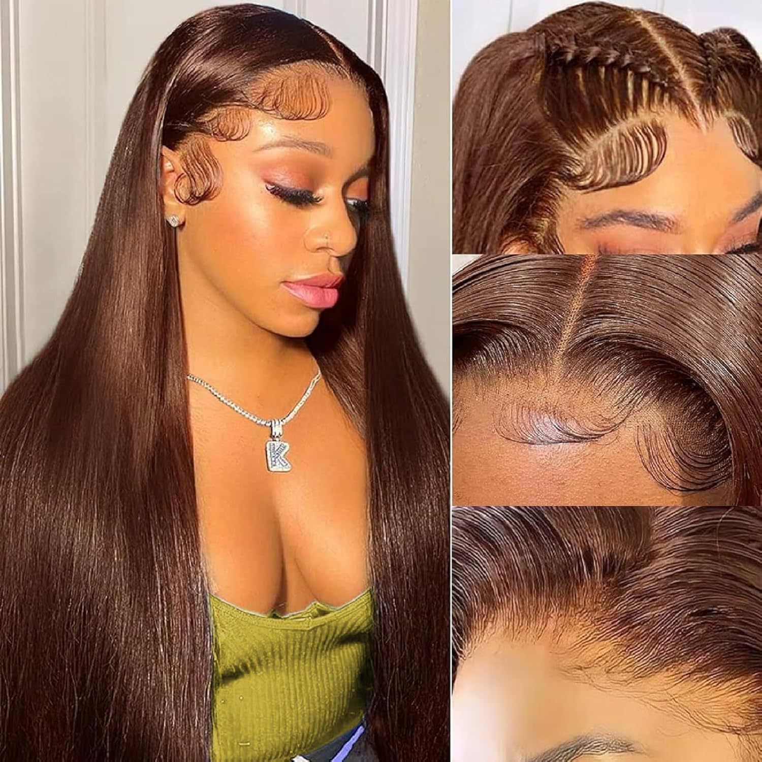 Front lace real wig headband 13 * 4s trail wig full head hairstyle human cross-border brown