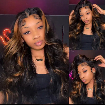 13 * 4lace 1B/30 body wave 2025 new foreign trade real hair wig headband