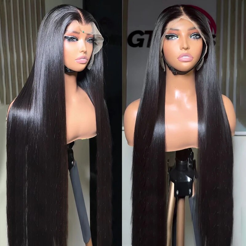 13 * 4Lace wig huaman hair high-density lace real hair wig foreign trade headband