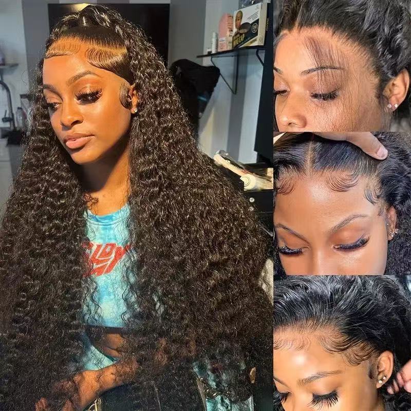 13 * 4 lace real hair wig headband, long roll hair, small roll, Amazon cross-border hot selling jreey curl