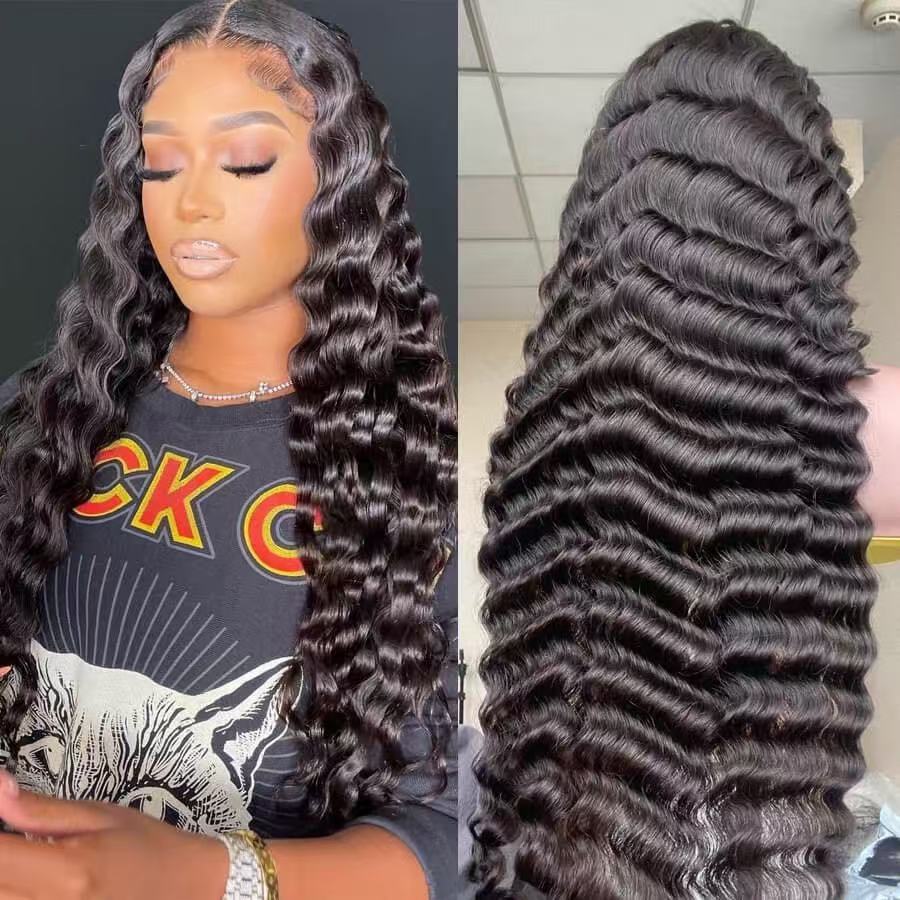 Deep Wave: Real Hair, Amazon Cross border Explosive, Real Hair Wig, Lace Head