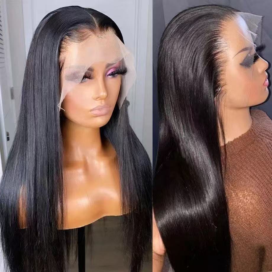 13 * 4 front lace real hair straight wig headband wig human hair lace wig 180% density