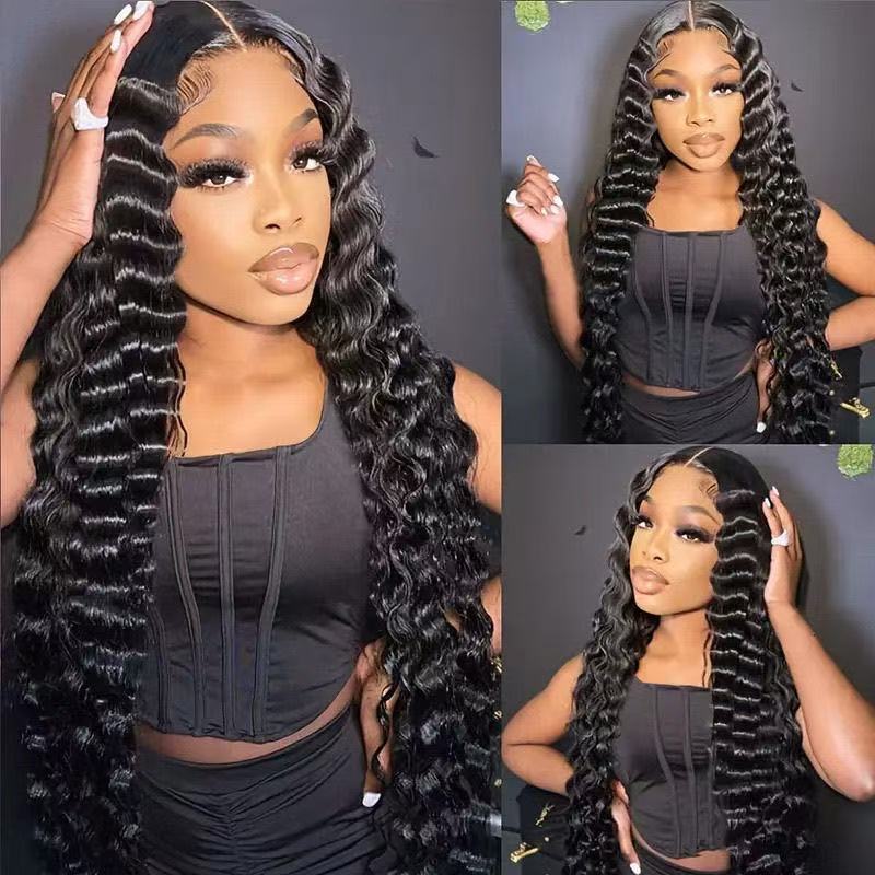13 * 4 front lace real hair headband fluffy deep wave Amazon cross-border popular real hair wig new product popular