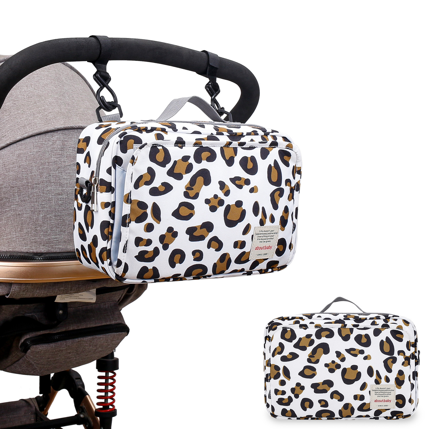 2022 new waterproof baby printed stroller bag storage hanging bag diaper bag mother and baby mommy bag diaper bag