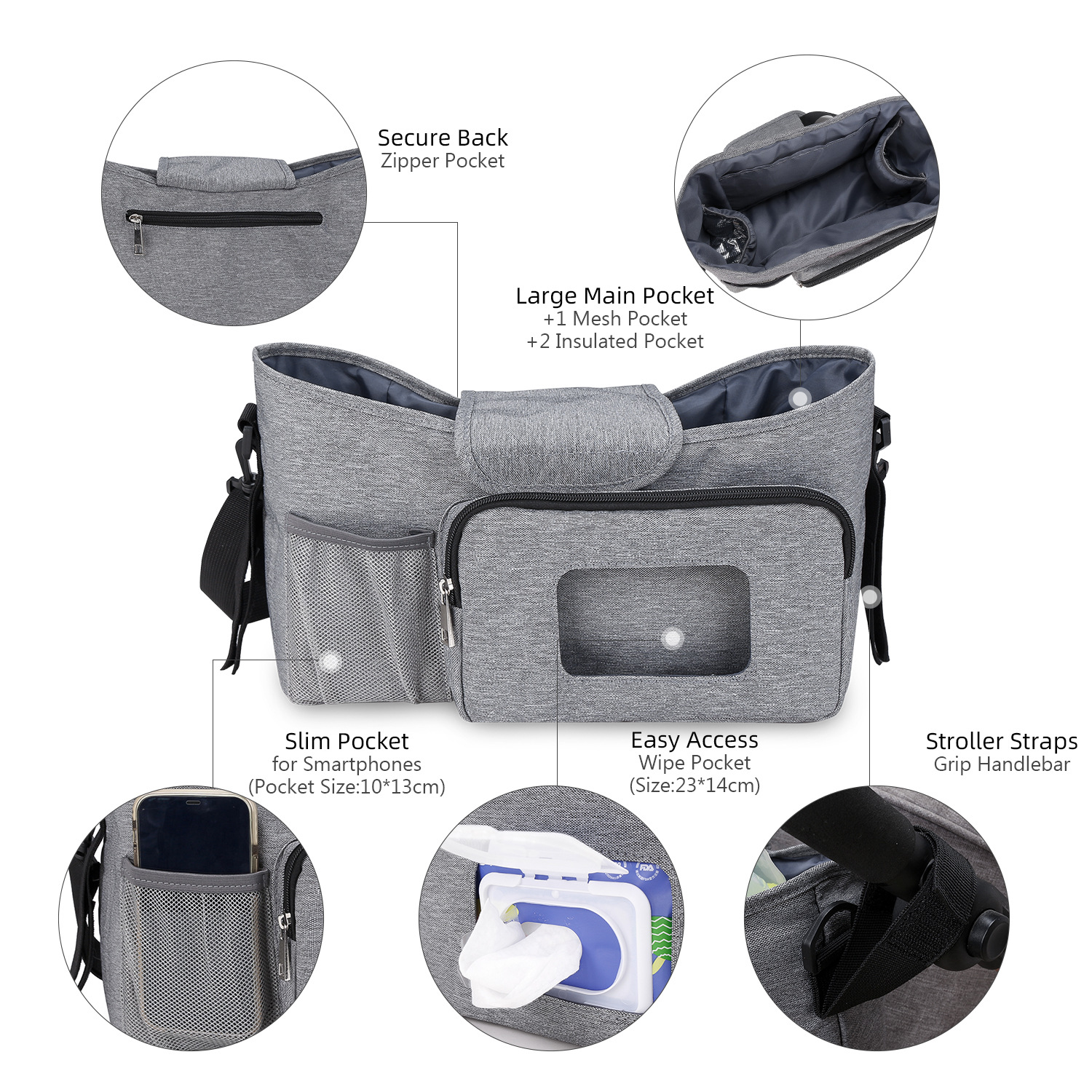 Baby stroller bag, outdoor stroller storage bag for mother and baby travel, single shoulder mommy bag, wet wipes, paper drawing function, insulation Baby stroller bag, outdoor stroller storage bag for mother and baby travel, single shoulder mommy bag, wet wipes, paper drawing function, insulation