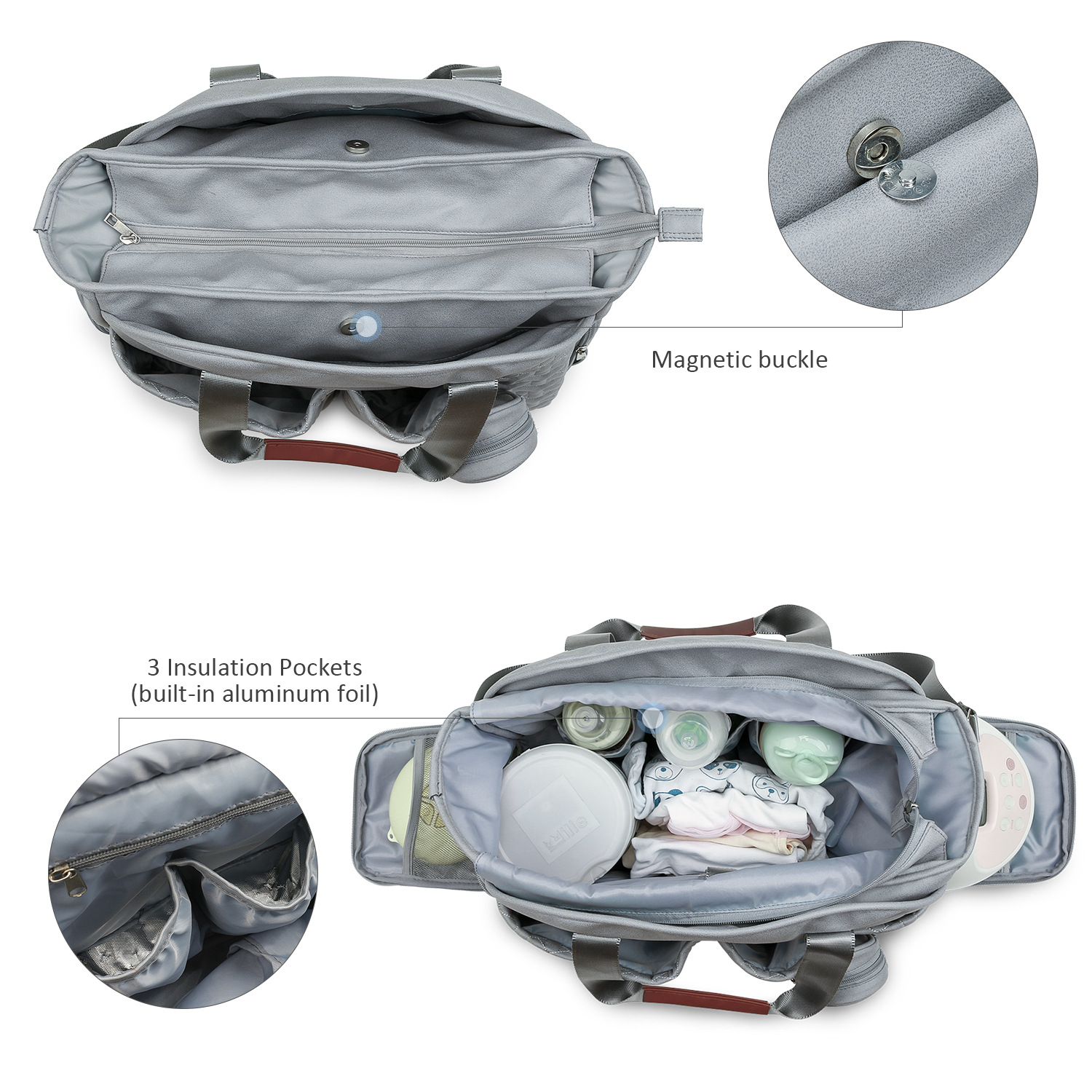 Breast pump bag, one shoulder hand-held mommy bag with nipple bag, large capacity multi-functional mommy bag for mother and baby travel Breast pump bag, one shoulder hand-held mommy bag with nipple bag, large capacity multi-functional mommy bag for mother and baby travel