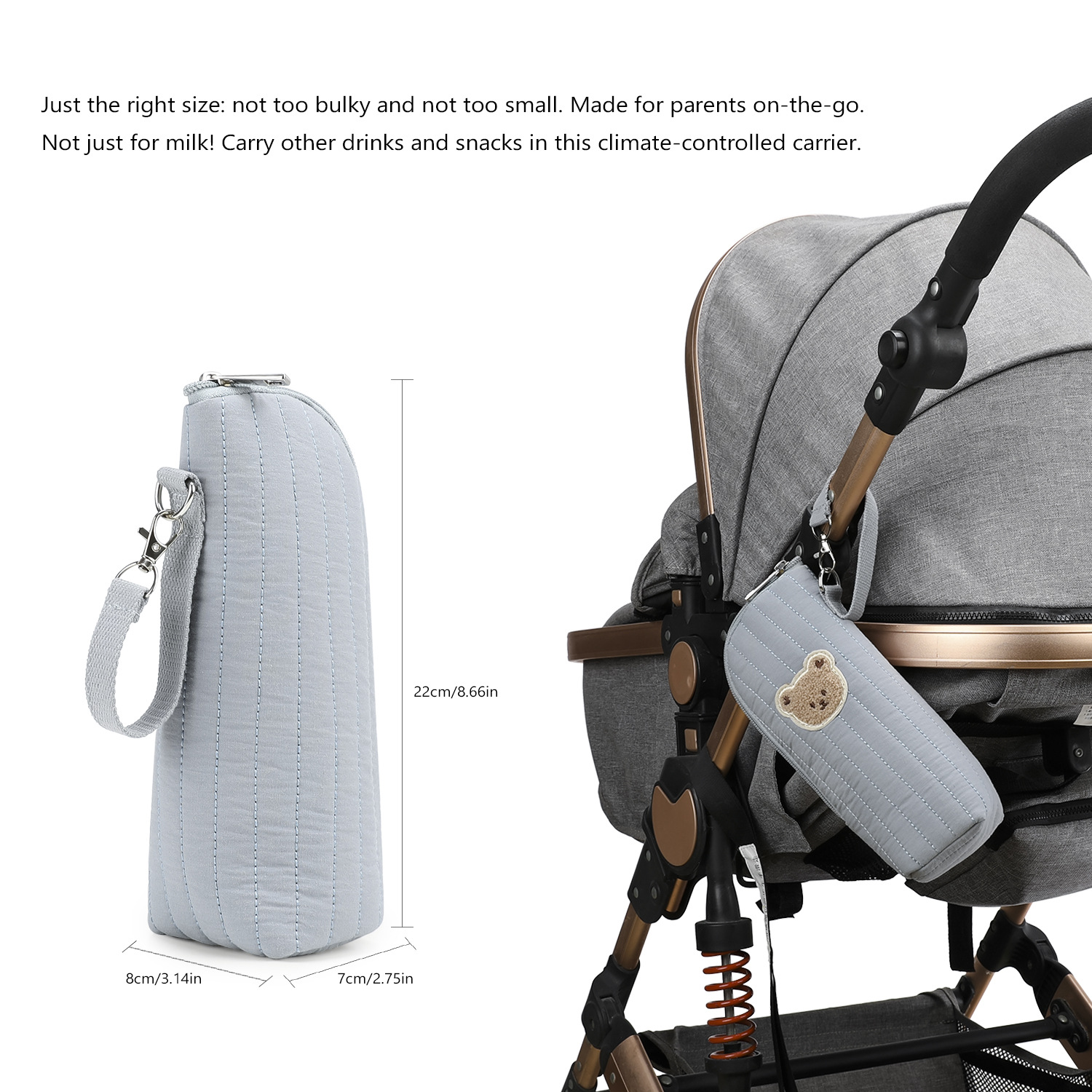 Handheld bottle bag made of pure cotton material with aluminum film for insulation and heat preservation. Storage for baby bottles. Hanging stroller cartoon teddy bear water bottle bag Handheld bottle bag made of pure cotton material with aluminum film for insulation and heat preservation. Storage for baby bottles. Hanging stroller cartoon teddy bear water bottle bag