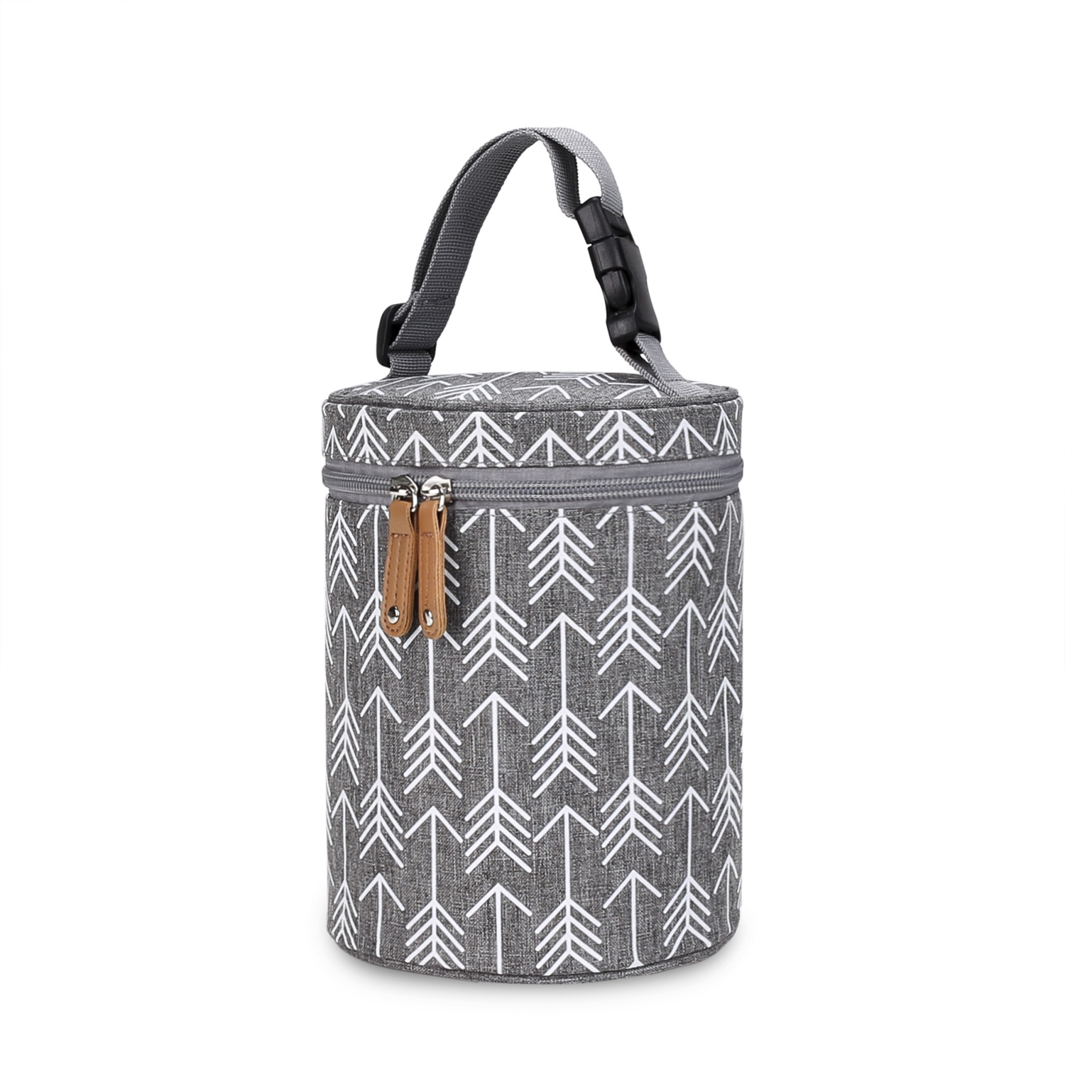 New round bucket bottle bag, hand-held and hanging baby stroller, breast pump bag, temperature controlled and fresh-keeping small meal bag
