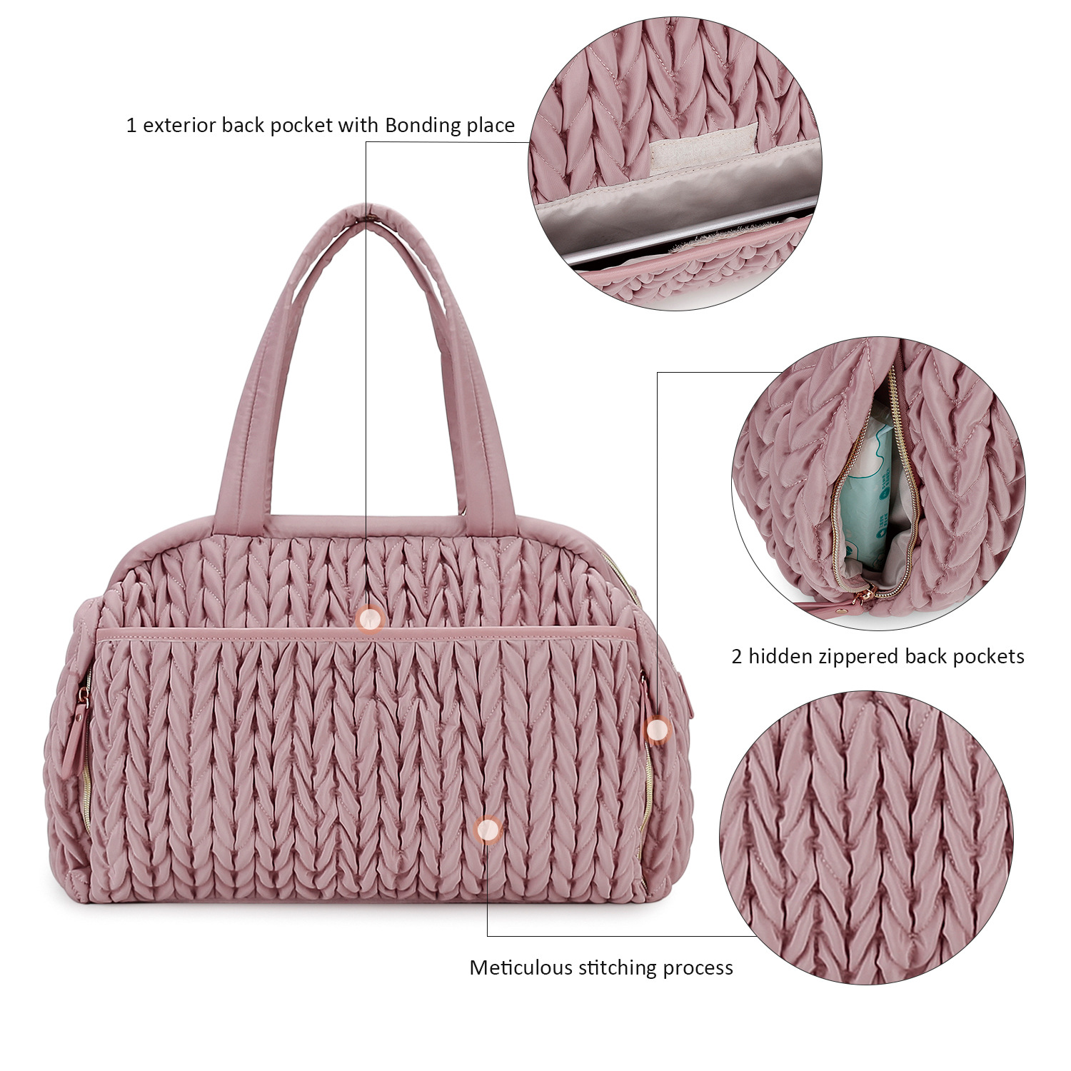 Quilted Fried Dough Twists Craft Mommy Bag Handheld One Shoulder Baby Mother Bag Large Capacity Waterproof Insulating Baby Bottle Mother Baby Bag Quilted Fried Dough Twists Craft Mommy Bag Handheld One Shoulder Baby Mother Bag Large Capacity Waterproof Insulating Baby Bottle Mother Baby Bag