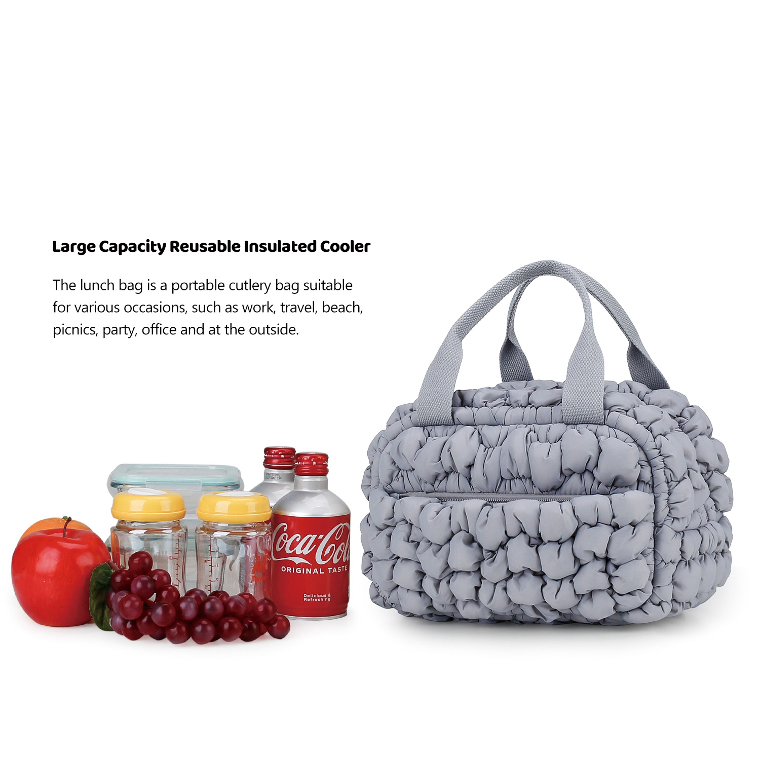 Cloud Quilted Fabric Meal Bag Soft and Comfortable Touch Waterproof Lunch Bag Lightweight and Compact Outdoor Handheld Thermal Bag Cloud Quilted Fabric Meal Bag Soft and Comfortable Touch Waterproof Lunch Bag Lightweight and Compact Outdoor Handheld Thermal Bag