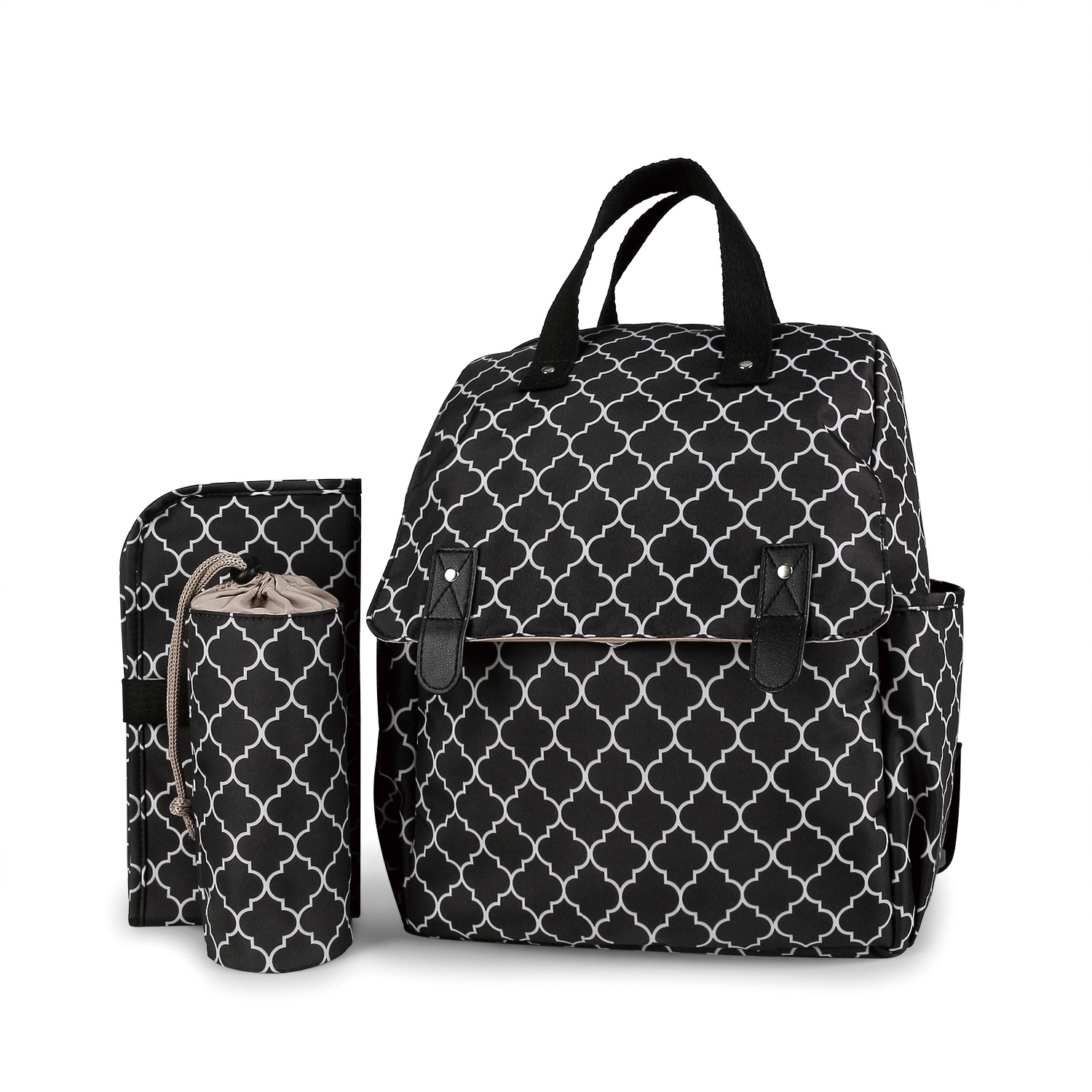 Striped dual shoulder single shoulder mommy bag with urine pad, independent bottle bag, multifunctional mommy bag, mother and baby travel stroller bag Striped dual shoulder single shoulder mommy bag with urine pad, independent bottle bag, multifunctional mommy bag, mother and baby travel stroller bag