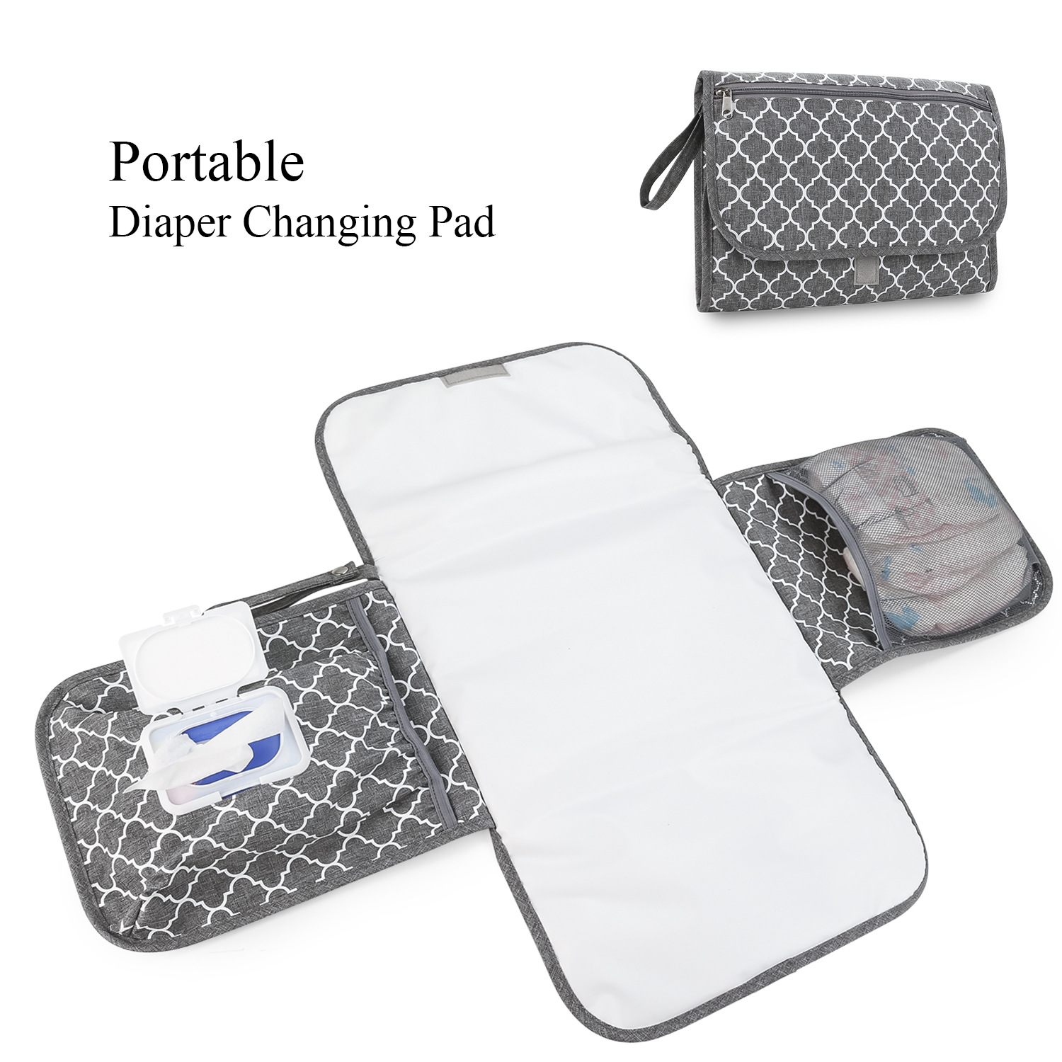 CPC baby diaper changing pad, portable waterproof diaper pad for mother and baby travel, wet wipes bag, mommy bag accessories