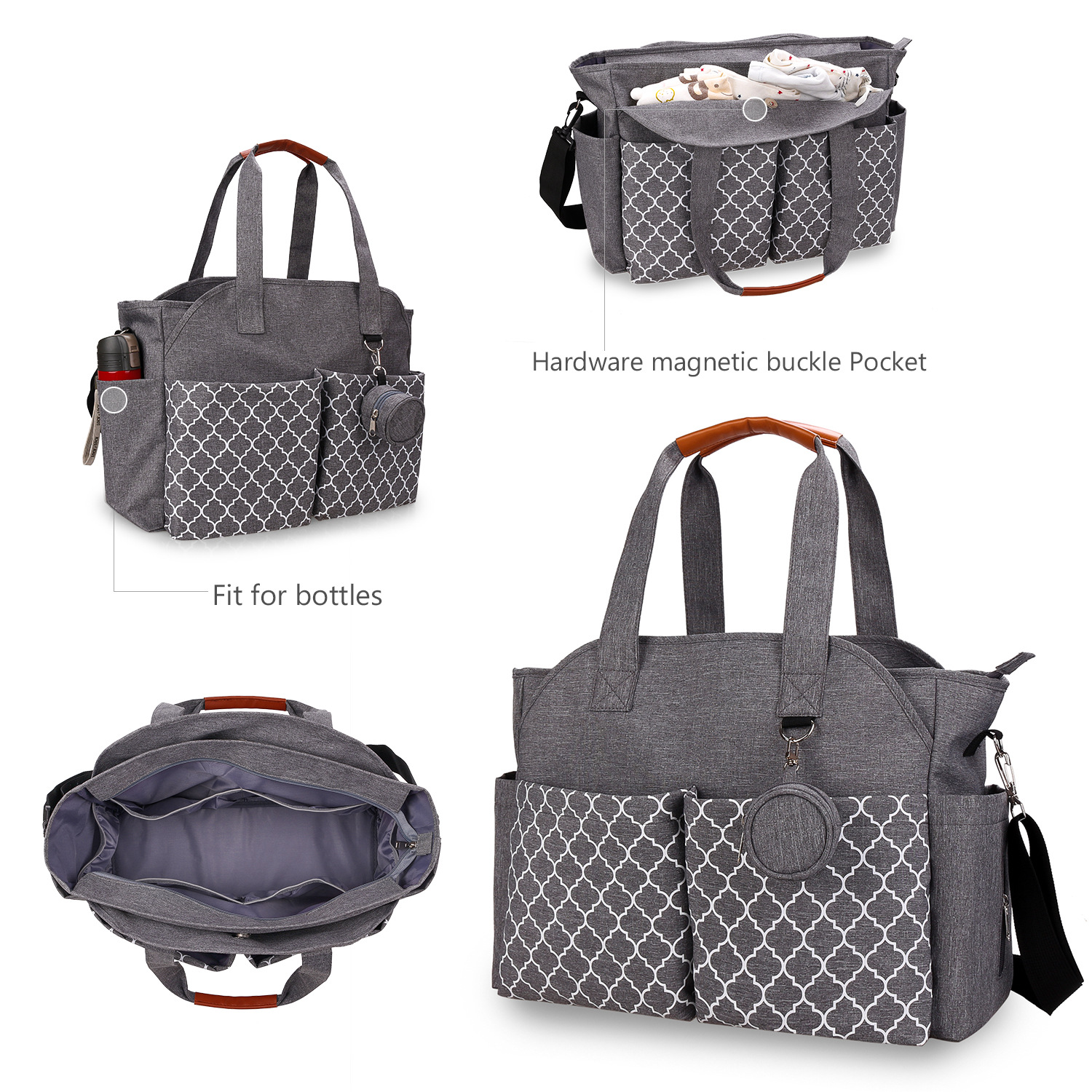 New Handheld Single Shoulder Mommy Bag Printed Geometric Matching Nipple Bag for Mother and Baby Outdoor Mother Bag