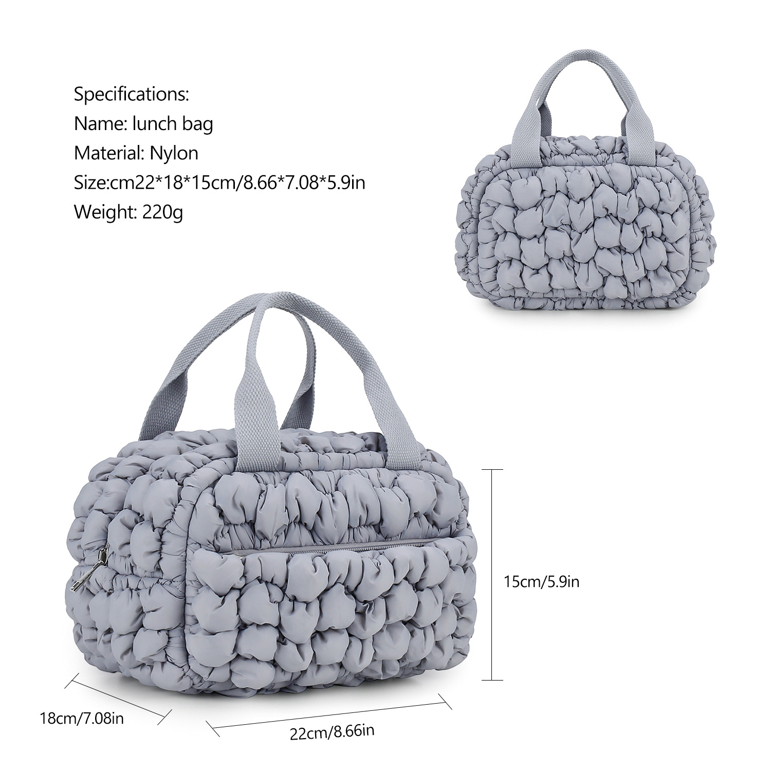 Cloud Quilted Fabric Meal Bag Soft and Comfortable Touch Waterproof Lunch Bag Lightweight and Compact Outdoor Handheld Thermal Bag Cloud Quilted Fabric Meal Bag Soft and Comfortable Touch Waterproof Lunch Bag Lightweight and Compact Outdoor Handheld Thermal Bag