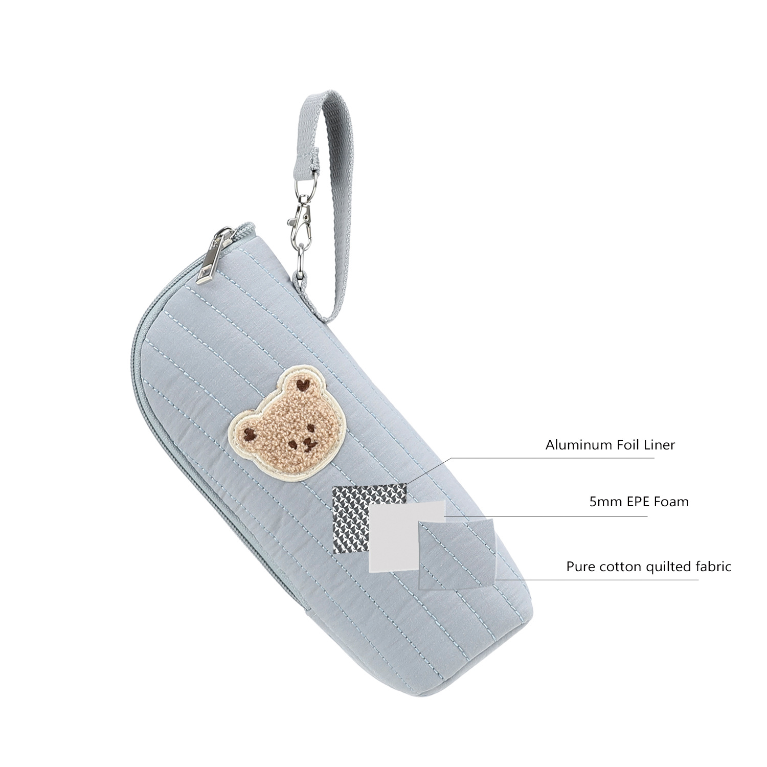 Handheld bottle bag made of pure cotton material with aluminum film for insulation and heat preservation. Storage for baby bottles. Hanging stroller cartoon teddy bear water bottle bag Handheld bottle bag made of pure cotton material with aluminum film for insulation and heat preservation. Storage for baby bottles. Hanging stroller cartoon teddy bear water bottle bag
