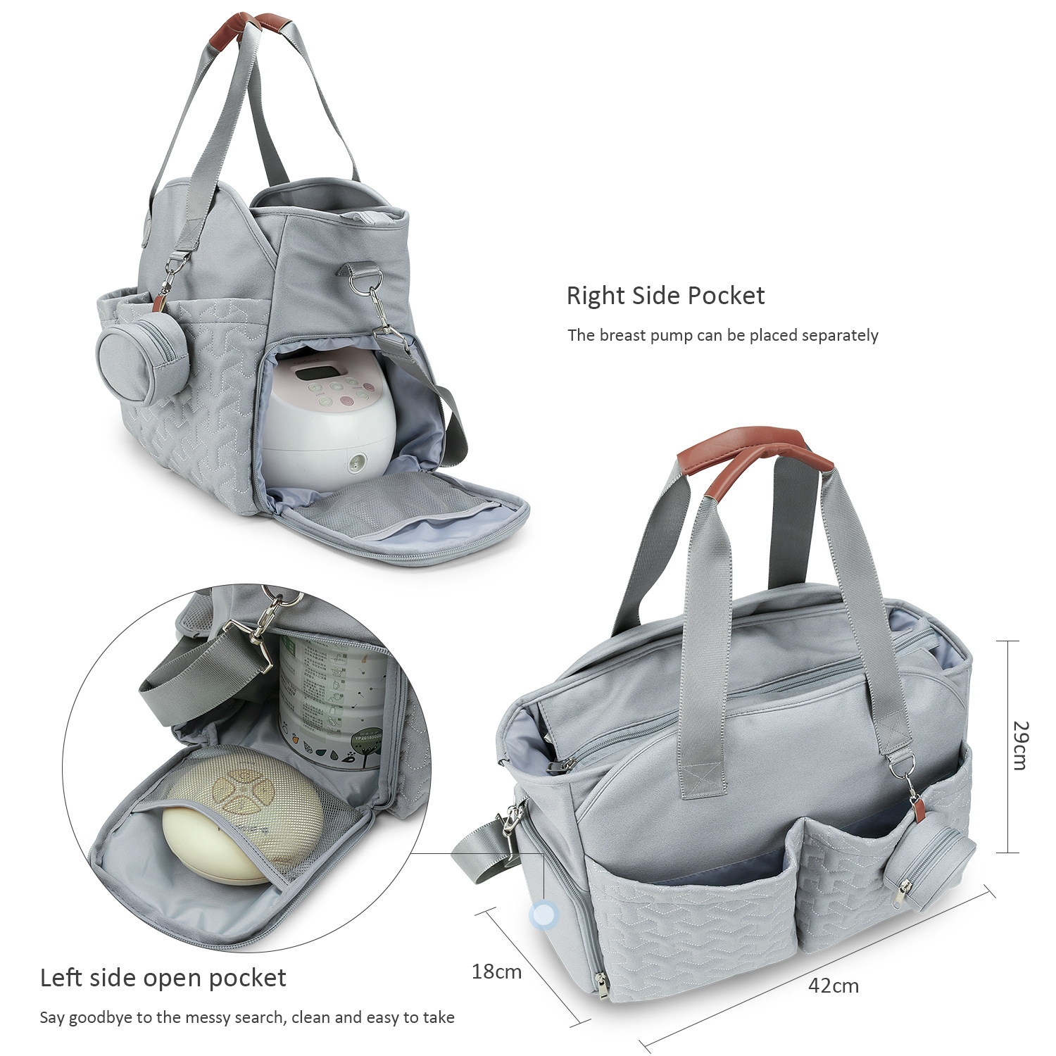 Breast pump bag, one shoulder hand-held mommy bag with nipple bag, large capacity multi-functional mommy bag for mother and baby travel Breast pump bag, one shoulder hand-held mommy bag with nipple bag, large capacity multi-functional mommy bag for mother and baby travel