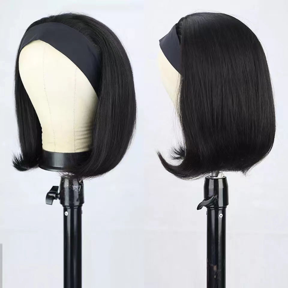 Headscarf wig, European and American women's wig, inner buckle, bob head, short straight hair, short hairband, synthetic high-temperature silk wig Headscarf wig, European and American women's wig, inner buckle, bob head, short straight hair, short hairband, synthetic high-temperature silk wig