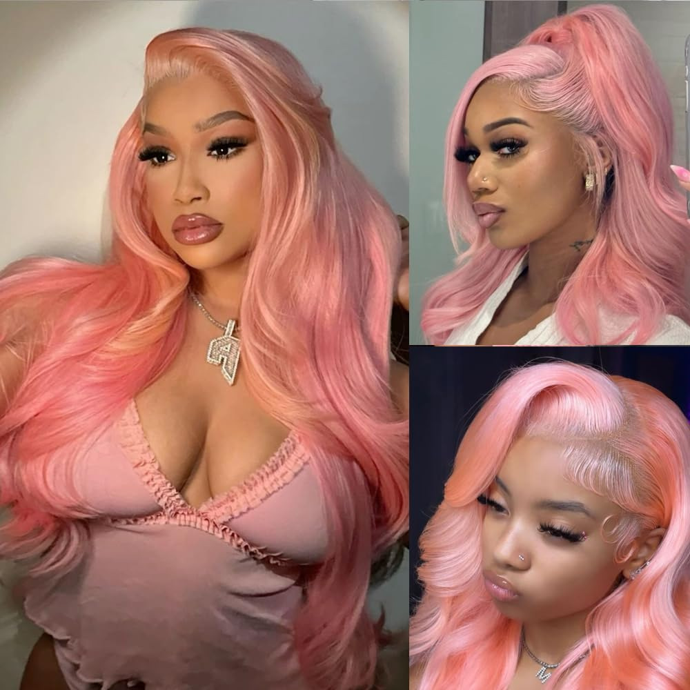 Cross border European and American wig women's front lace wig pink big wave curly hair African hot selling front lace headband Cross border European and American wig women's front lace wig pink big wave curly hair African hot selling front lace headband