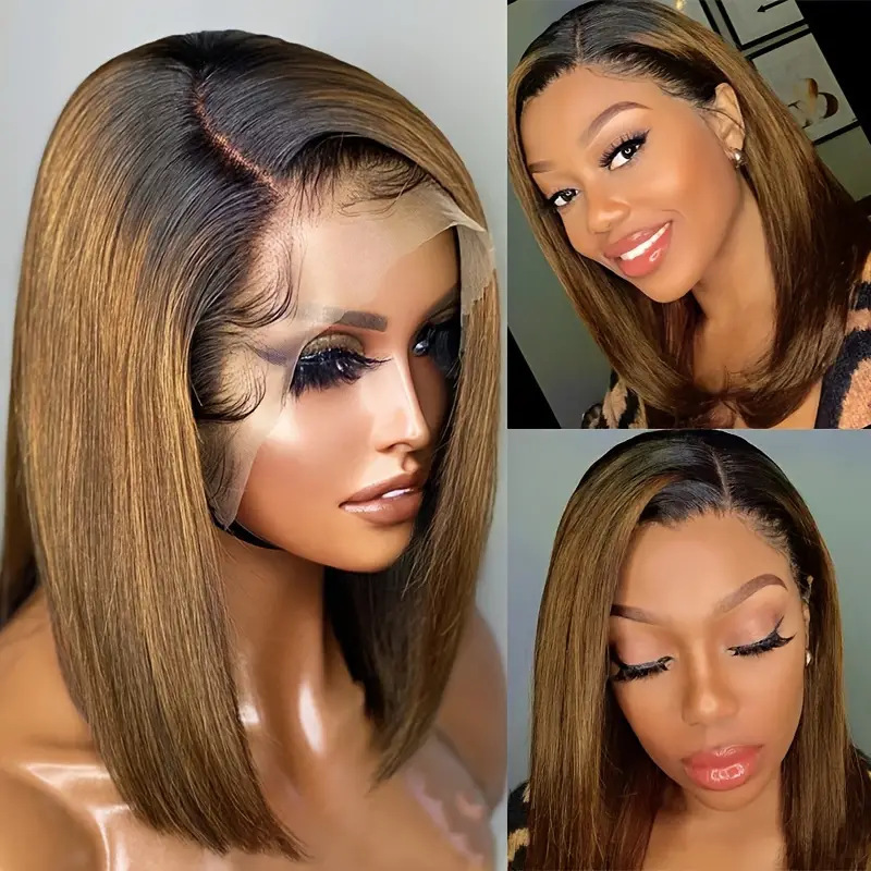 Cross border new wig, European and American lace synthetic head cover, gradient biased short wave manufacturer, spot direct sales Cross border new wig, European and American lace synthetic head cover, gradient biased short wave manufacturer, spot direct sales