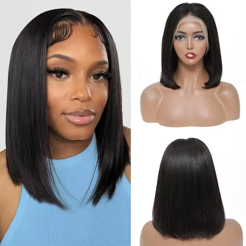 Short Bob Wig Front Lace Wig Amazon Bobble Black Short Straight Full Headset Wholesale Hair Collection
