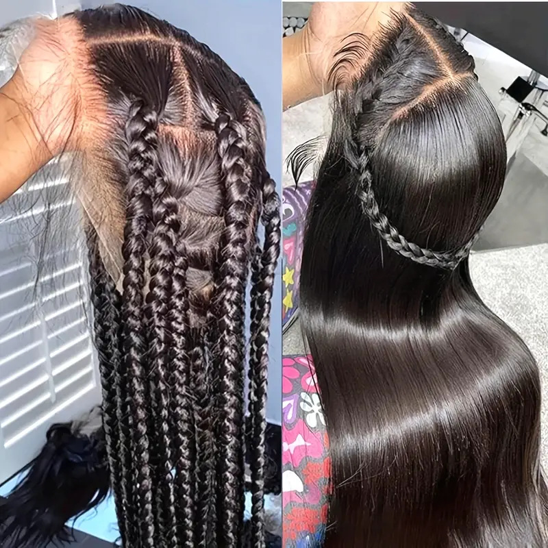 Cross border hot selling lace wig long straight synthetic full head cover fluffy natural wig manufacturer spot wholesale