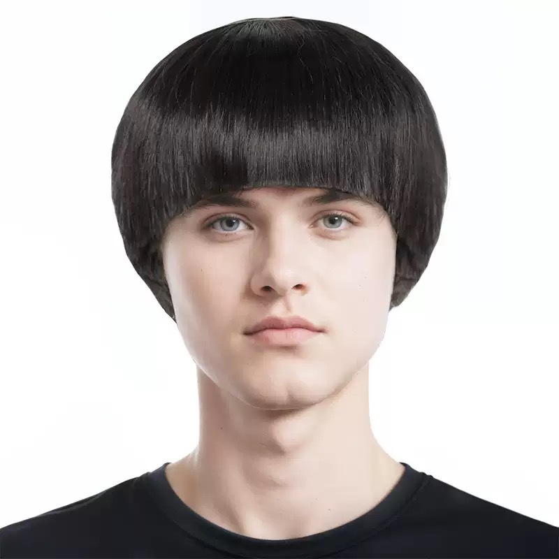 Cross border men's wigs from Europe and America, three color short hair, wavy hair, mushroom head, naturally fluffy and versatile. In stock manufacturer Cross border men's wigs from Europe and America, three color short hair, wavy hair, mushroom head, naturally fluffy and versatile. In stock manufacturer