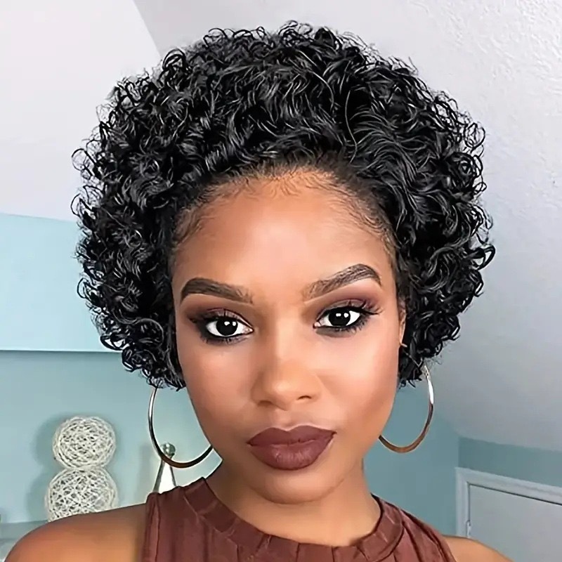 Amazon foreign trade European and American wig women's curly hair wig African hot selling small roll natural fluffy synthetic full head cover