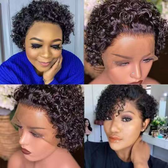 Large stock 13x1 deep wave pixie cut wig 100% human hair real hair Large stock 13x1 deep wave pixie cut wig 100% human hair real hair