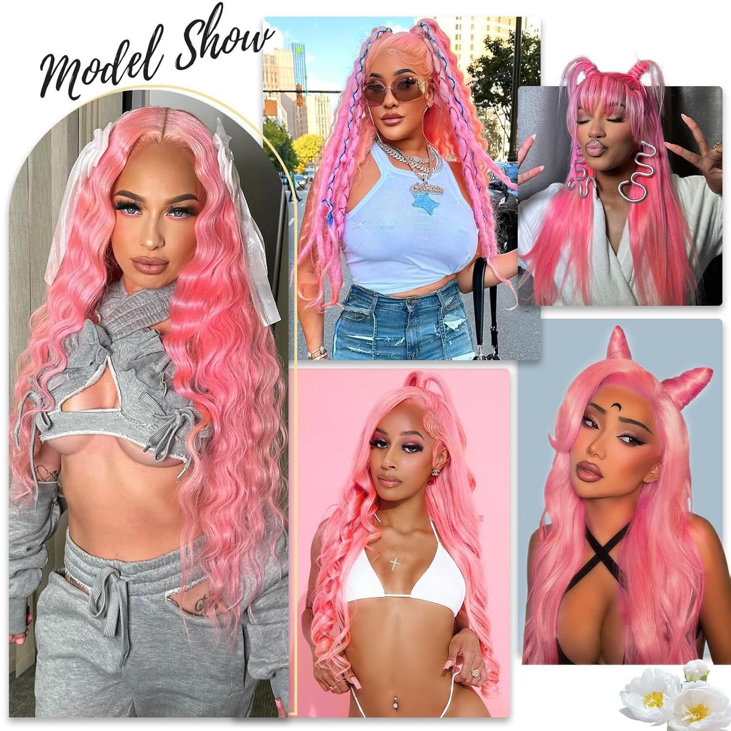 Cross border European and American wig women's front lace wig pink big wave curly hair African hot selling front lace headband Cross border European and American wig women's front lace wig pink big wave curly hair African hot selling front lace headband