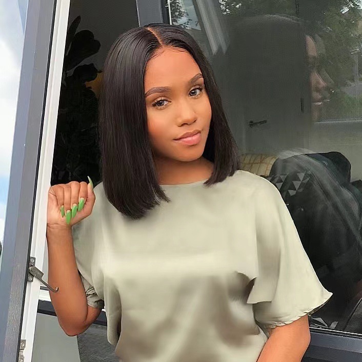 Amazon's new product, European and American wig, women's short straight hair, split black bob headband, short straight hair wig headband Amazon's new product, European and American wig, women's short straight hair, split black bob headband, short straight hair wig headband