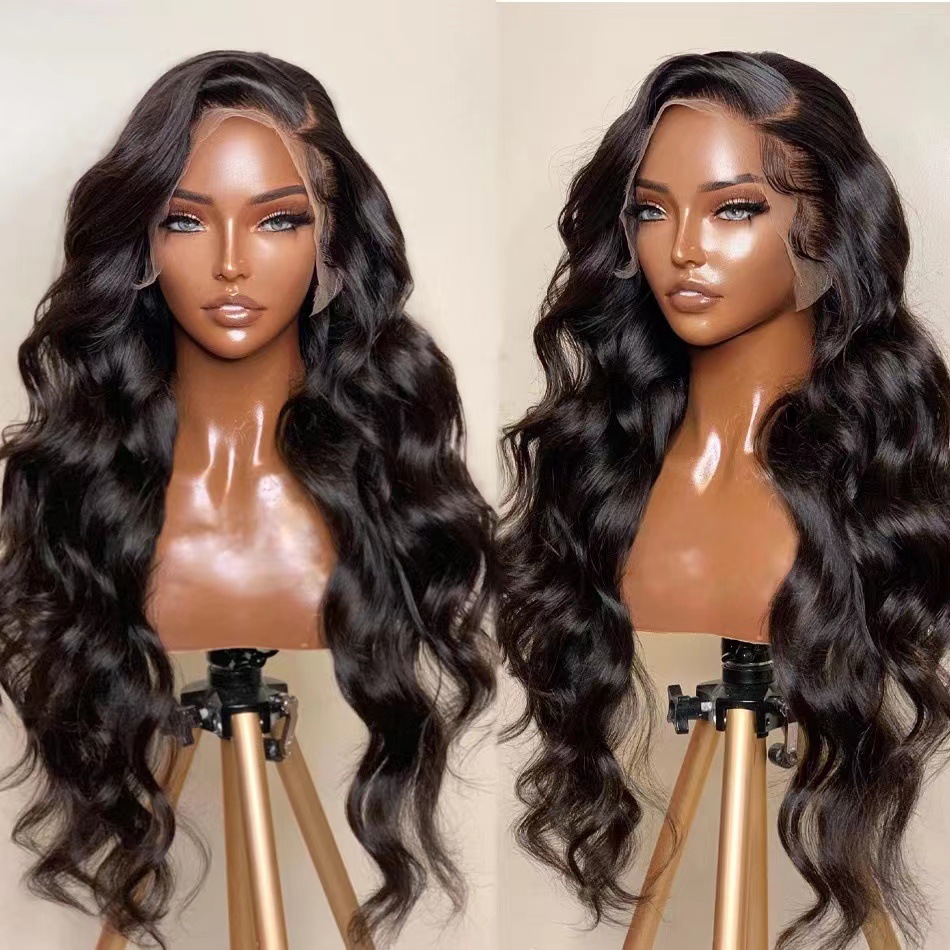 Amazon's new lace wig, long curly hair with large waves, synthetic high-temperature silk mechanism wig, wig head cover, wig wholesale