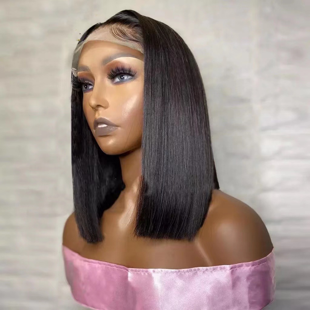Front lace wig, wig, women's short hair, bobo hair, African new product, lace short hair, inner buckle, straight hair, collarbone, found in stock Front lace wig, wig, women's short hair, bobo hair, African new product, lace short hair, inner buckle, straight hair, collarbone, found in stock