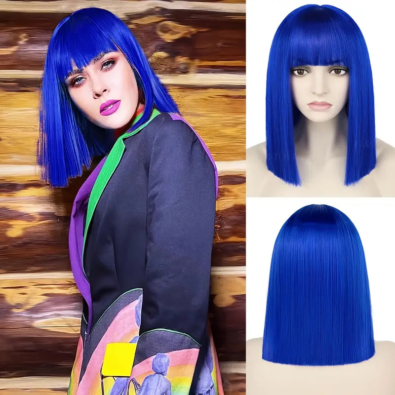 Foreign trade wig with short straight hair, wavy hair, synthetic fiber wig, simulated human hair, Amazon popular item, overseas exclusive manufacturer Foreign trade wig with short straight hair, wavy hair, synthetic fiber wig, simulated human hair, Amazon popular item, overseas exclusive manufacturer