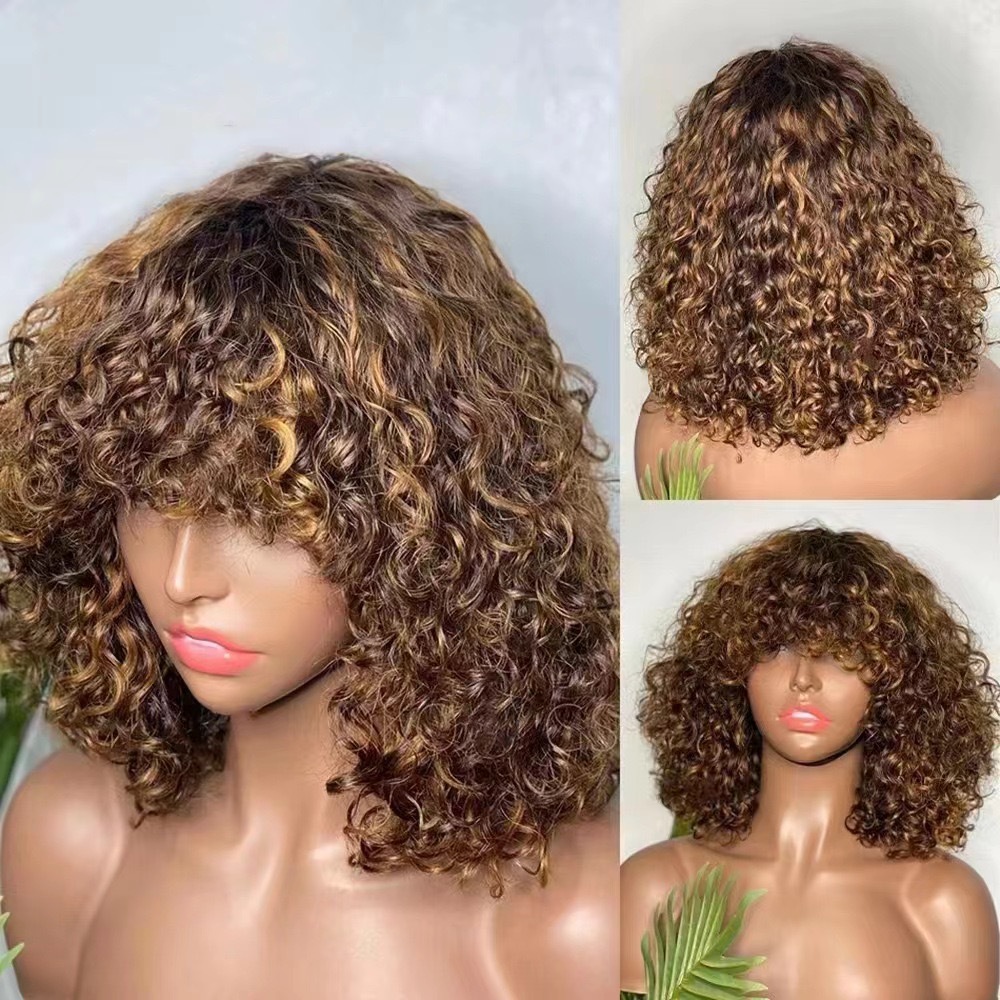 Cross border Amazon new product star fashion European and American fluffy brown gradient African small roll rose net synthetic wig Cross border Amazon new product star fashion European and American fluffy brown gradient African small roll rose net synthetic wig