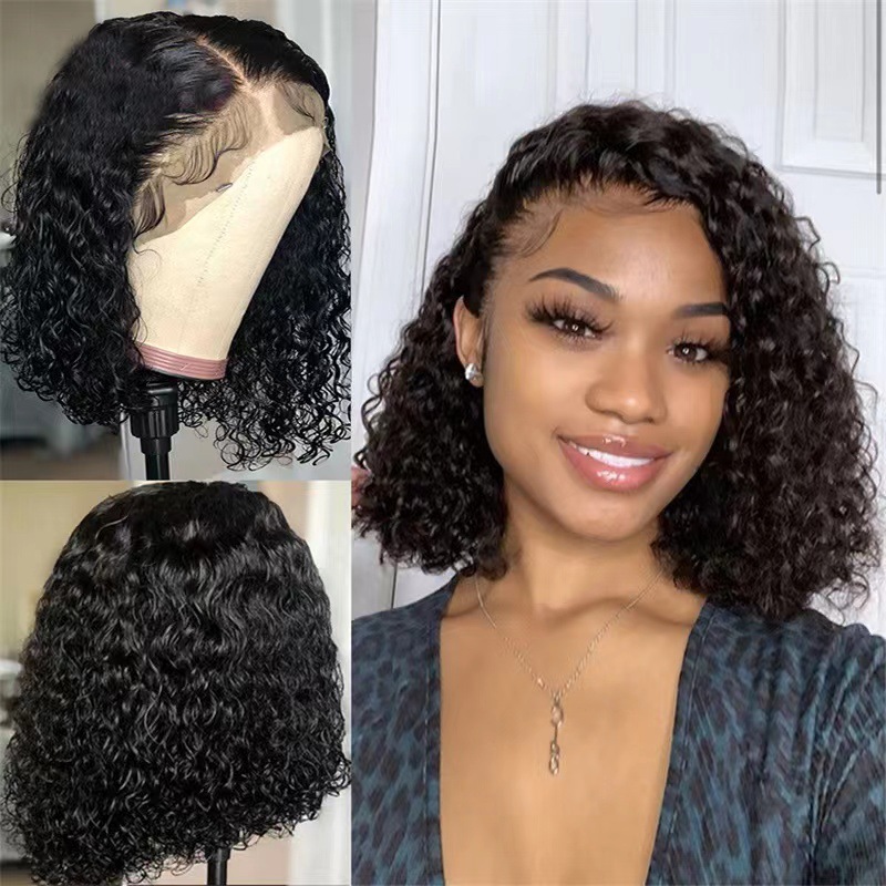 Amazon's new African wig women's short roll wig head cover European and American small roll synthetic full top wig in stock
