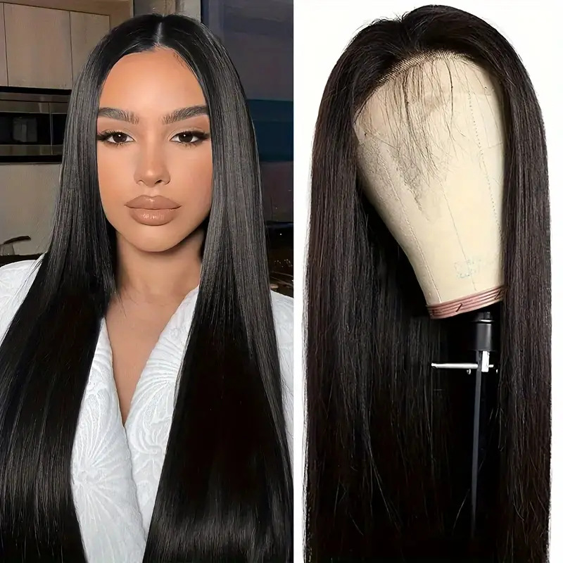 Amazon Cross border Foreign Trade European and American Fashion Front Lace Lace Straight Hair African Hot Selling Mid Split Straight Hair Wig