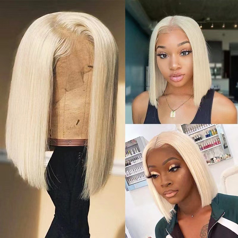 Amazon's new product, European and American wig, women's short straight hair, split black bob headband, short straight hair wig headband