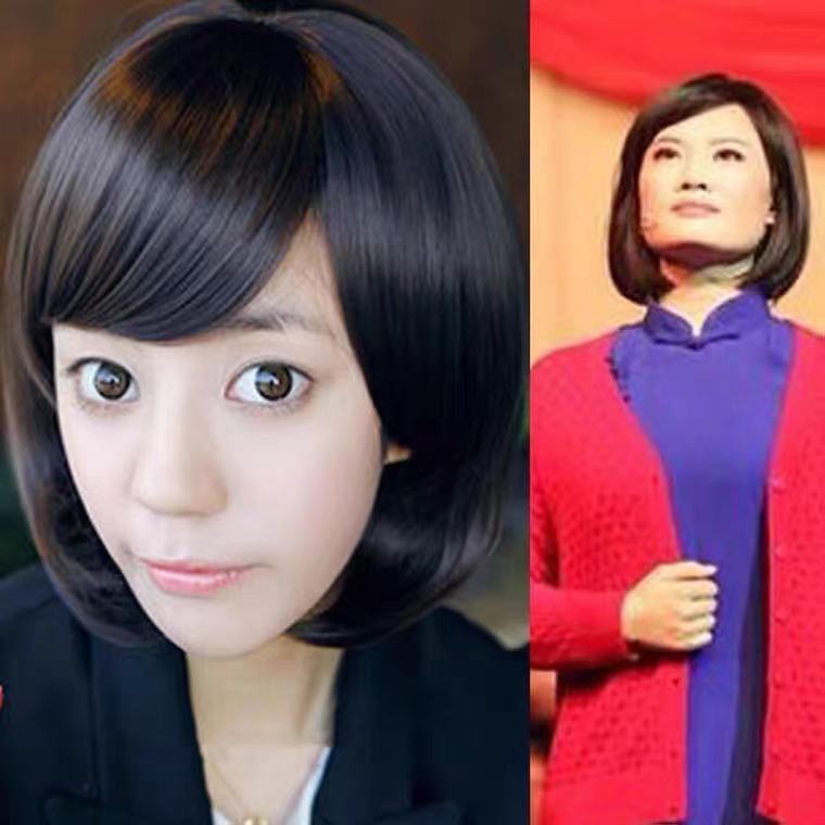 Free shipping for Jiang Jie wig, short hair, women's hairstyle, red song concert, stage chorus, Bobo new women's fake headgear