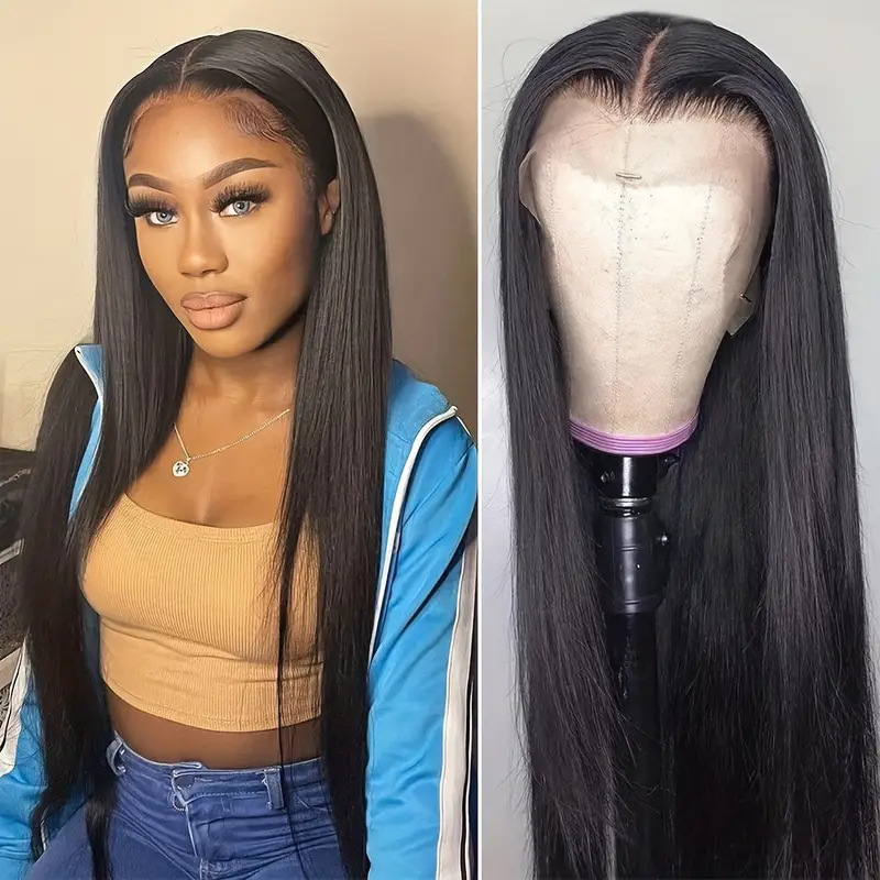 13 * 4 Straight Lace Frontal Wig Human Hair Women's Long Straight Hair Full Headset