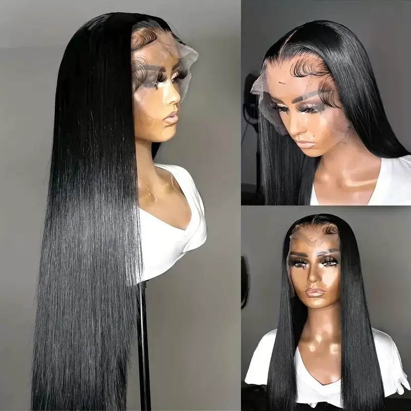 Amazon hot selling black straight hair wig with front lace hair cover 13 * 4 lace hair cover factory stock hair replacement