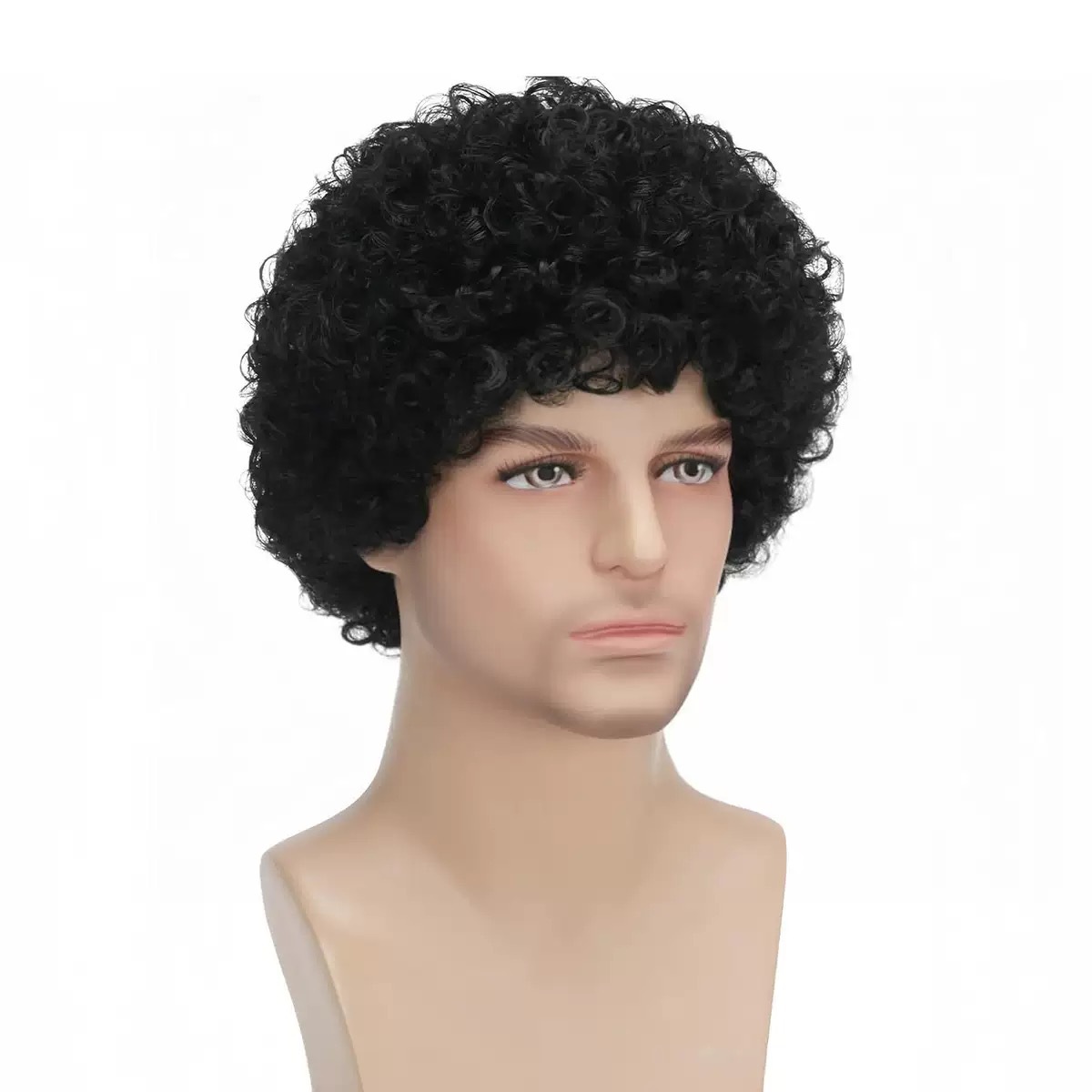 Cross border European and American men's short wig, African small roll wig, 70s generation curly hair, disco short curly hair manufacturer wholesale Cross border European and American men's short wig, African small roll wig, 70s generation curly hair, disco short curly hair manufacturer wholesale