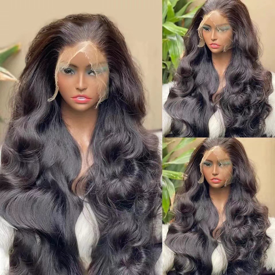 Wig for women in Europe and America, mid length hair, air bangs, big waves, lace, natural fluffy curls, full head cover in stock