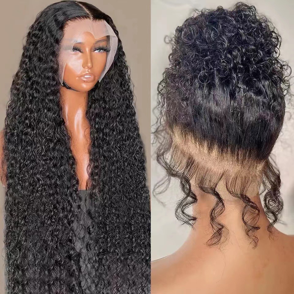 Front lace wig 2023 AliExpress new product wig long roll hair African small roll wig set manufacturer in stock