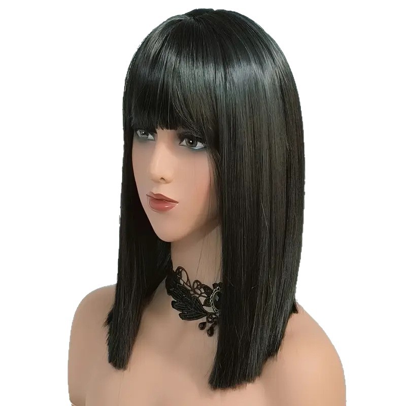 Foreign trade wig with short straight hair, wavy hair, synthetic fiber wig, simulated human hair, Amazon popular item, overseas exclusive manufacturer Foreign trade wig with short straight hair, wavy hair, synthetic fiber wig, simulated human hair, Amazon popular item, overseas exclusive manufacturer