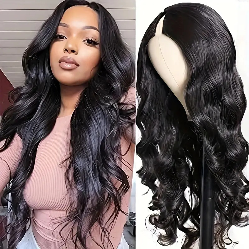 Foreign Trade European and American Fashion Wig Women's Black Long Curled Hair U-shaped Elastic Fluffy Natural Fashion Daily Half Head Cover