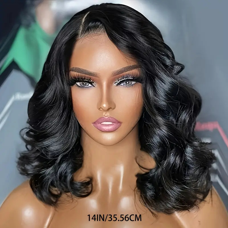 Cross border popular European and American wig women's front lace wig black short curly hair big wave synthetic full head cover wigs