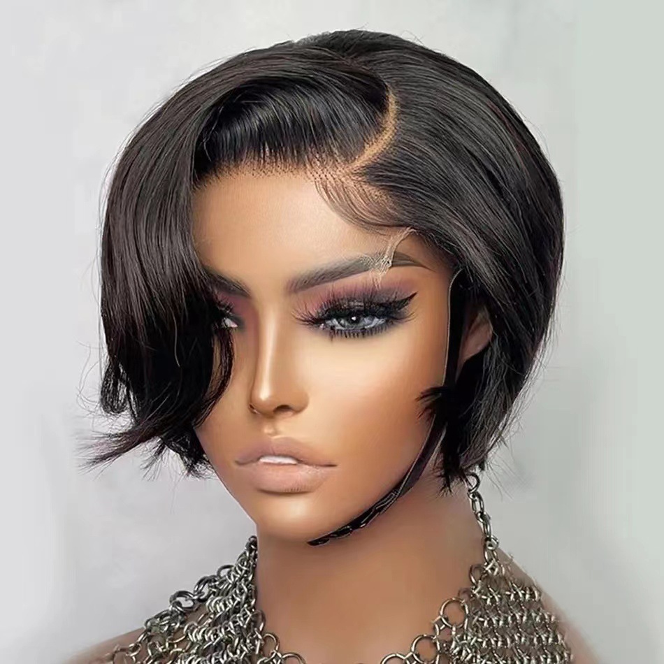 Front lace wig Amazon hot selling Bob hair 13x4 human hair wig women's short straight full head cover