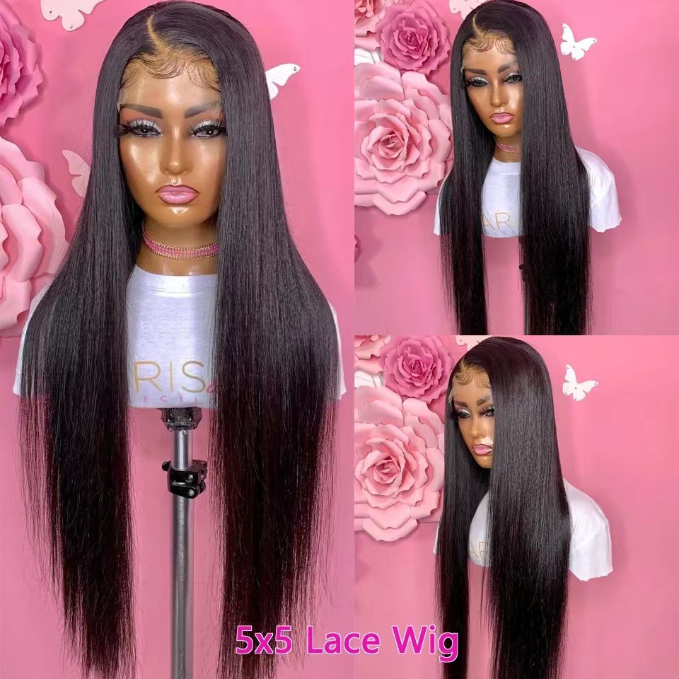 2024 New Lace Wig Set for European and American Women, Long Straight Lace Wig Head Set in Stock, One Piece Hair Replacement