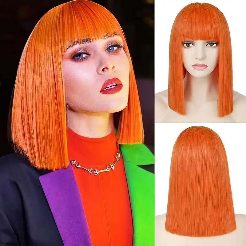 Foreign trade wig with short straight hair, wavy hair, synthetic fiber wig, simulated human hair, Amazon popular item, overseas exclusive manufacturer